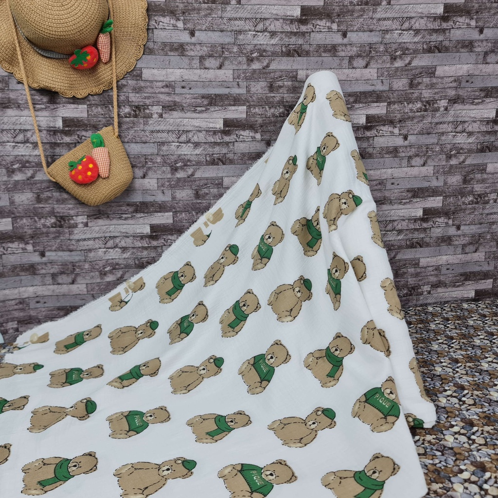 Vải Xô Muslin 2 lớp cao cấp - Bộ sưu tập các mẫu gấu