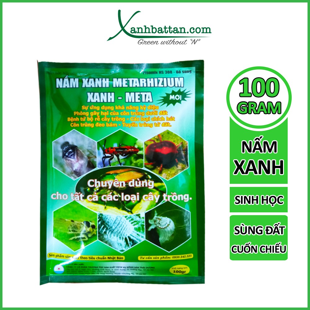 Chế Phẩm Sinh Học Nấm Xanh Metarhizium Trừ Sùng Đất, Cuốn Chiếu, Rầy Rệp Gói 100 Gram