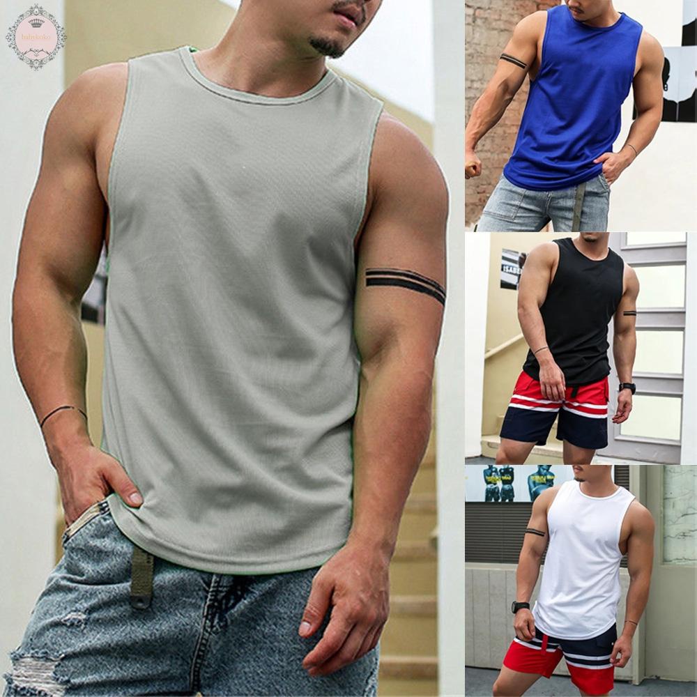 Men Tank Top Casual Sleeveless Tops Quick Dry Tank T Shirt Vest Top For Gym hSocCHGL