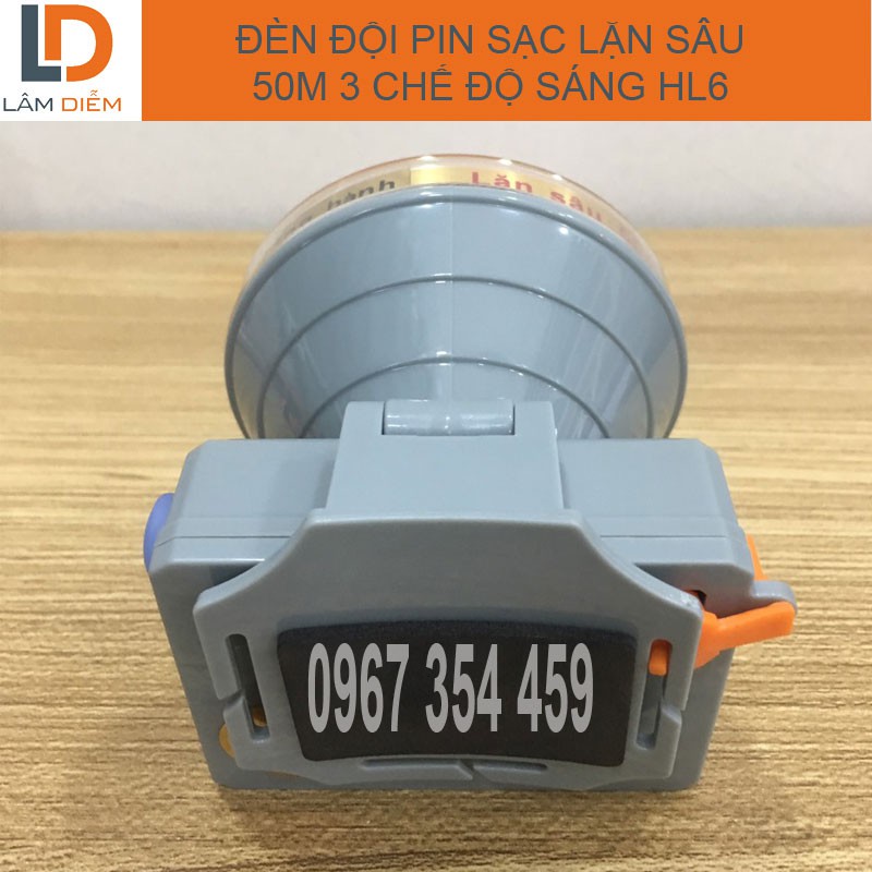 Đèn pin sạc đội đầu LẶN sâu 50M 3 chế độ sáng cao cấp HL6