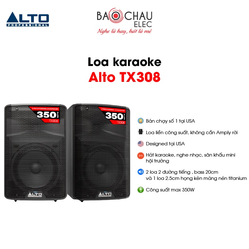 [CHÍNH HÃNG] Loa Karaoke, Nghe Nhạc Liền Công Suất Alto TX308 USA | Bass 20cm - Công Suất 175W (Giá 1 Đôi)