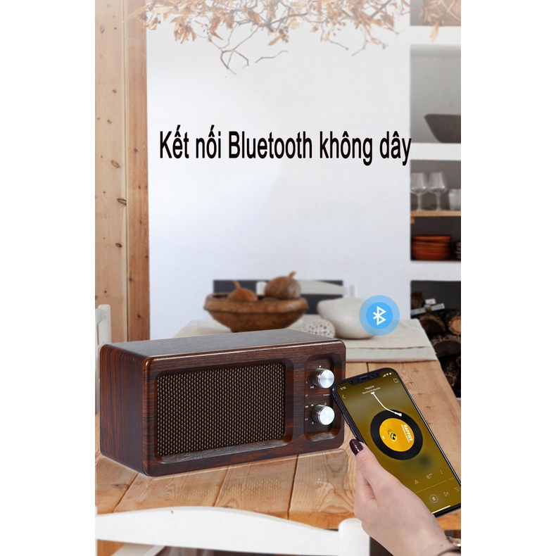 Loa Bluetooth Không Dây D60 Bằng Gỗ Có Khe Cắm Thẻ Nhớ