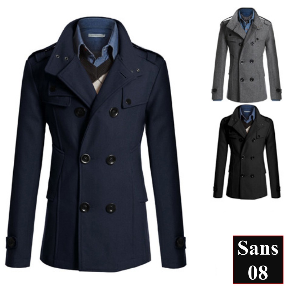 Áo dạ nam hàn quốc dáng ngắn Sans08 blazer mangto dáng vừa đen xám khoác bigsize cỡ lớn 2XL XXL 80KG 3XL XXXL 4XL 90KG
