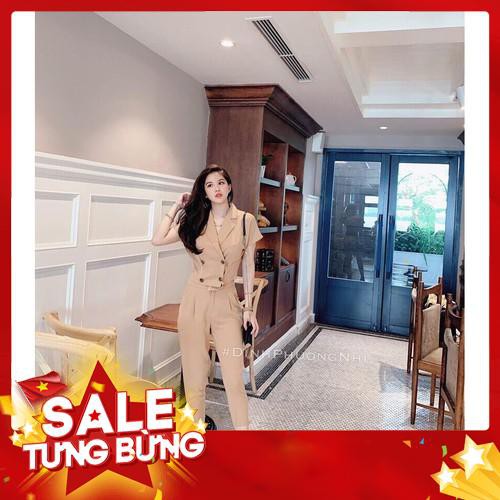 Set bộ cát hàn áo sơ mi cổ vest quần âu xếp ly lịch sự sang trọng trẻ trung công sở hàng đẹp giá rẻ -Hàng nhập khẩu