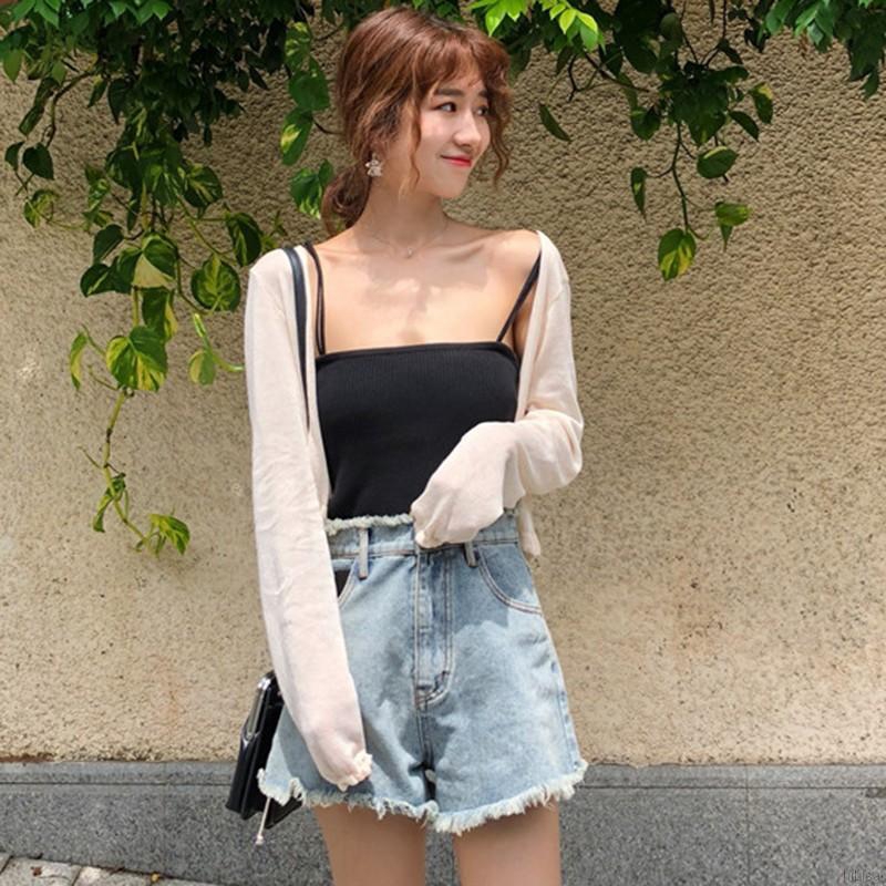 Áo khoác dệt kim tay dài chống nắng cho nữ | BigBuy360 - bigbuy360.vn