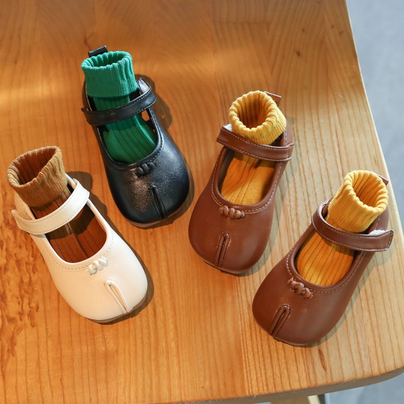 Giày Da Mềm Quai Dán Phong Cách Hàn Quốc Cho Bé Gái 2-6 Tuổi