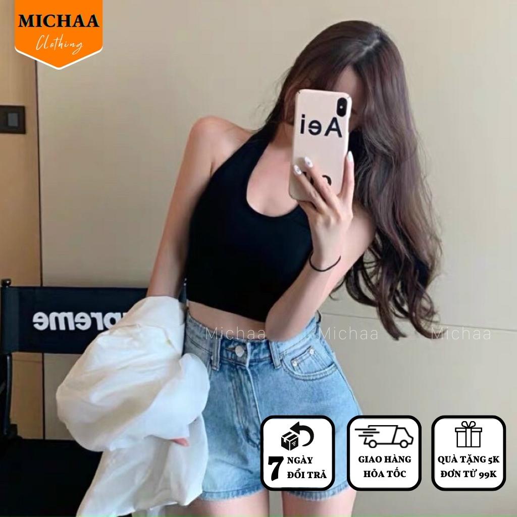 Áo Croptop CỔ YẾM HỞ LƯNG Nữ Thun Borip Ulzzang Kiểu Choàng Ôm Body Đẹp 2 Màu - MICHAA
