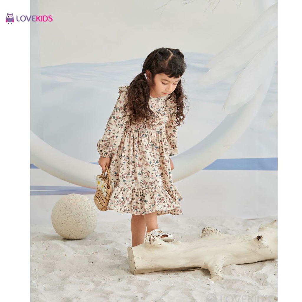 Đầm dài tay phối bèo - Lovekids