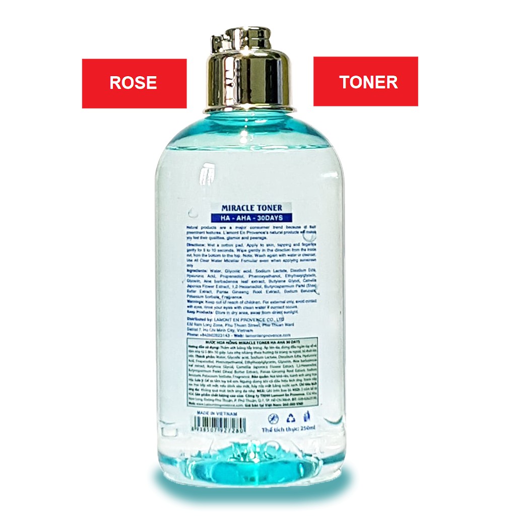 [Mã FMCGM50 - 8% đơn 250K] Nước Hoa Hồng LAmont Miracle Toner HA-AHA 30 DAYS 250ml