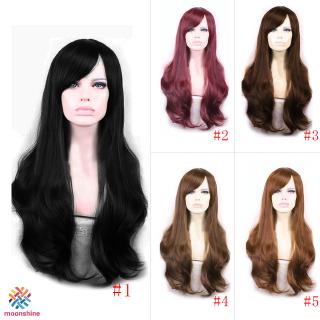 Tóc giả dài mái xéo mềm thời trang nữ gợi cảm 65cm