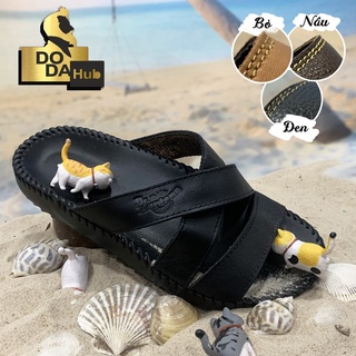 Dép nam quai ngang BH1 NĂM phiên bản Đế Cải tiến Da bò 2 màu Đức Trí Dép da Nam MXK20