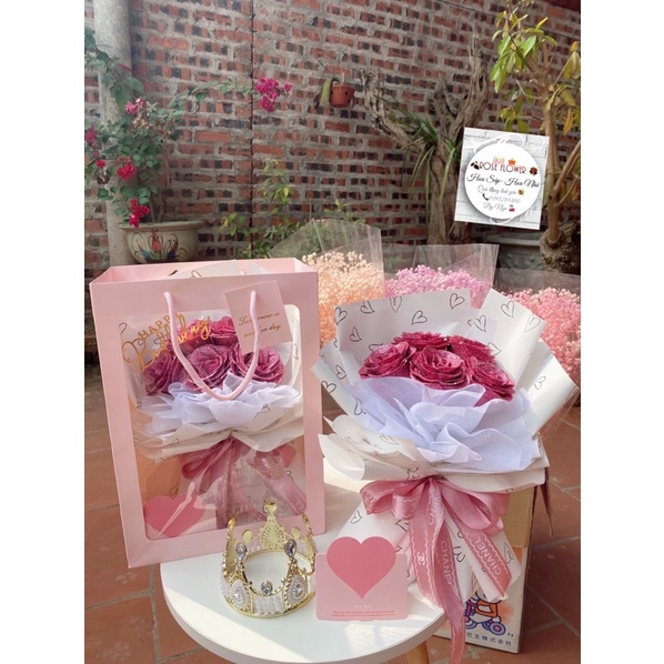 Bó Hoa 5 Bông Kèm Túi Xách và Thiệp (Combo như ảnh)