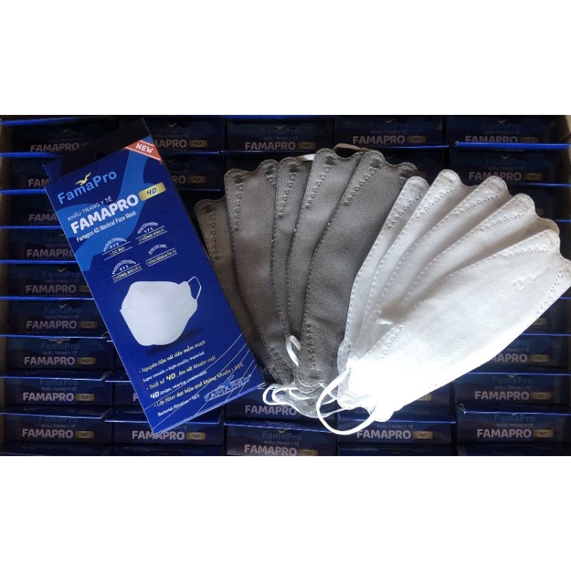 Combo 5 hộp 50 cái Khẩu trang 4D kf94 chính hãng Famapro.