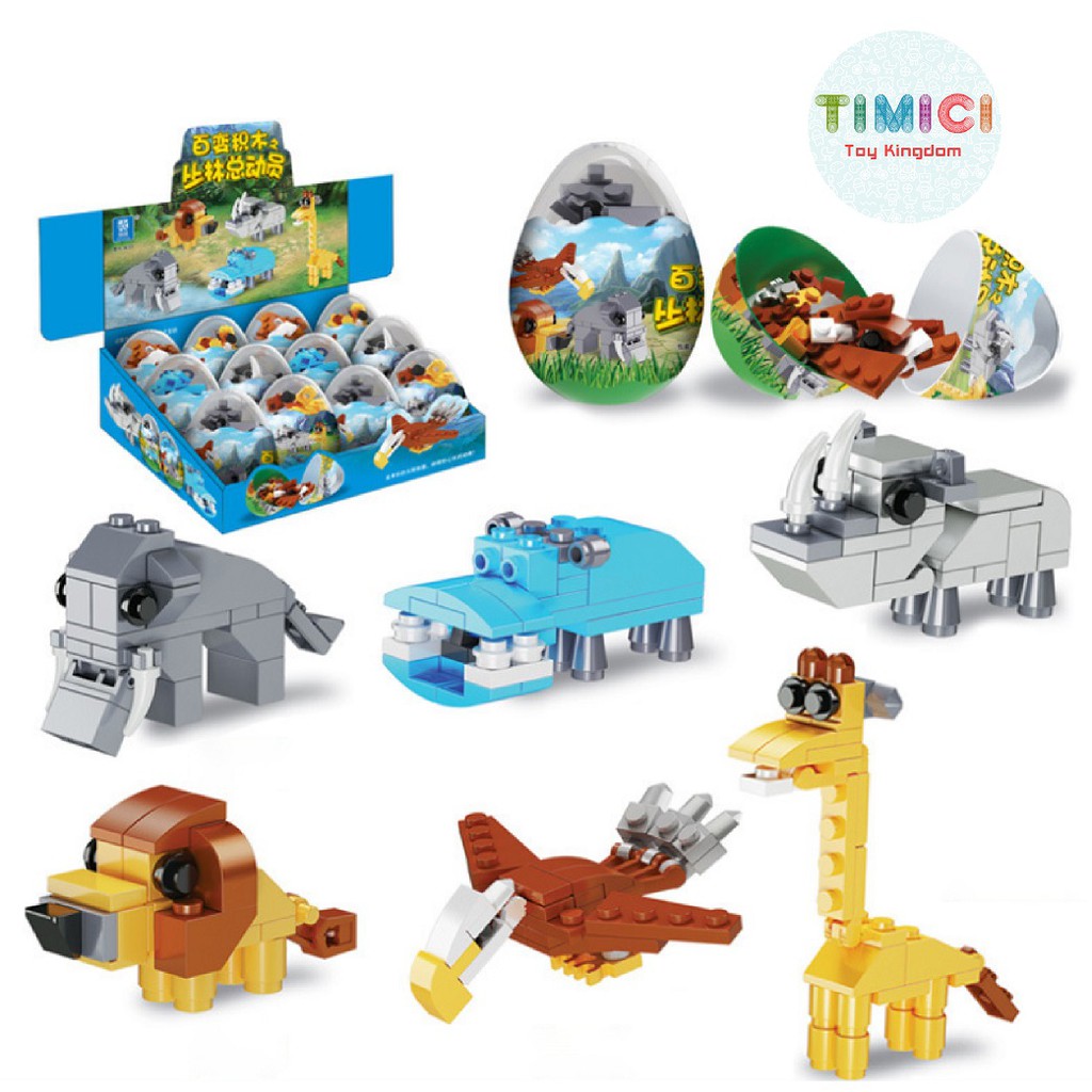 [TLG02]Trứng lego xếp hình độ bền tốt, mô hình khủng long, tàu hỏa,con vật giúp bé phát triển trí