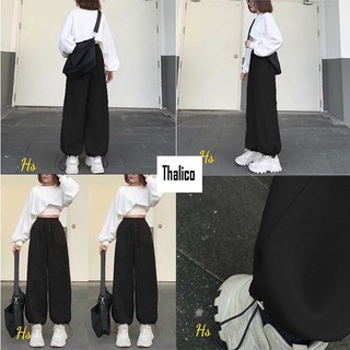 Bộ 3 Áo Croptop Kèm Quần Jogger Chất Liệu Cotton Dầy Dặn Thalico có video+ảnh thật+đánh giá