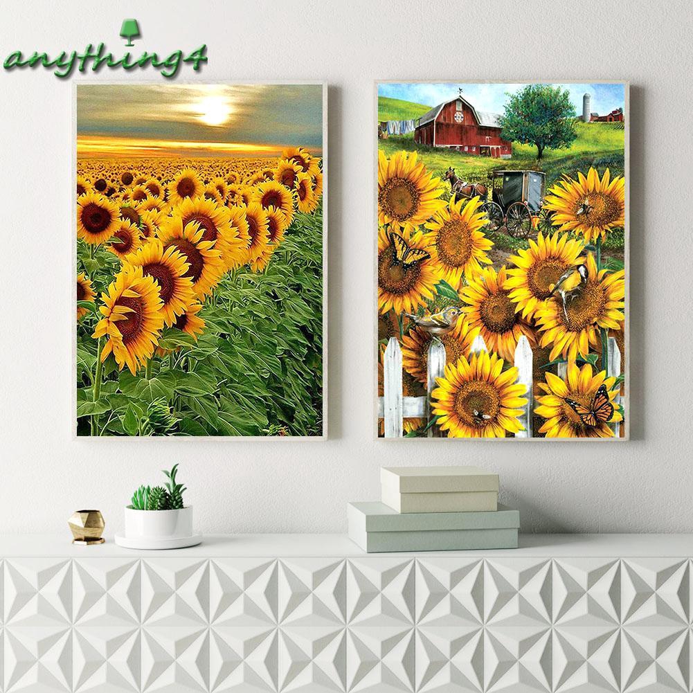 Bộ Tranh Đính Đá 5d Tự Làm 30x40cm Hình Hoa Hướng Dương Nhiều Màu