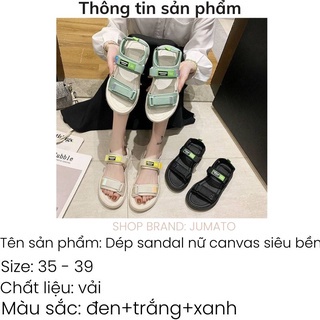Dép sandal nữ quai ngang chất liệu vải canvas siêu bền đi học hot trend 2022 JUMATO G2.034.DE.40