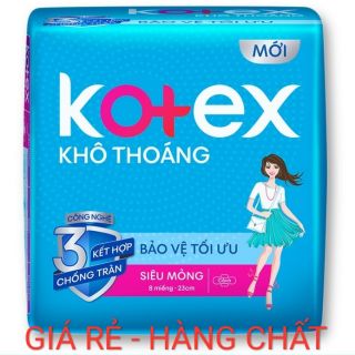 Băng Vệ Sinh Kotex Khô Thoáng Siêu Mỏng Có Cánh (8 Miếng / Gói)