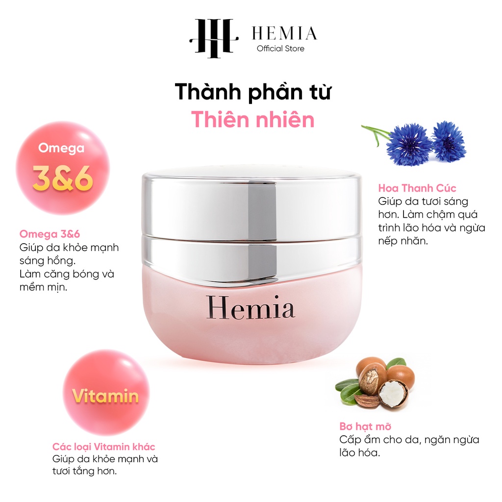 Kem face Hemia dưỡng ẩm dưỡng trắng phục hồi da mặt ban đêm nhập khẩu chính hãng Hàn Quốc hũ 35g