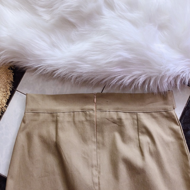 Chân váy nữ kaki co dãn xẻ tà kèm belt | BigBuy360 - bigbuy360.vn