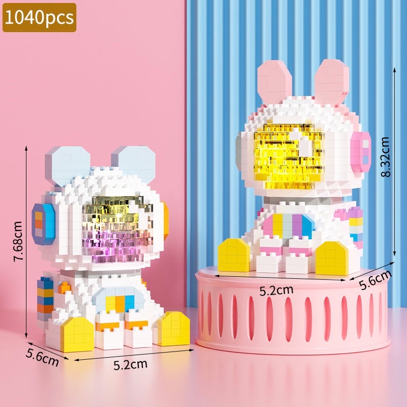 Mô hình lắp ráp phi hành gia hình con thỏ đáng yêu 3D dành cho bé sáng tạo có đèn