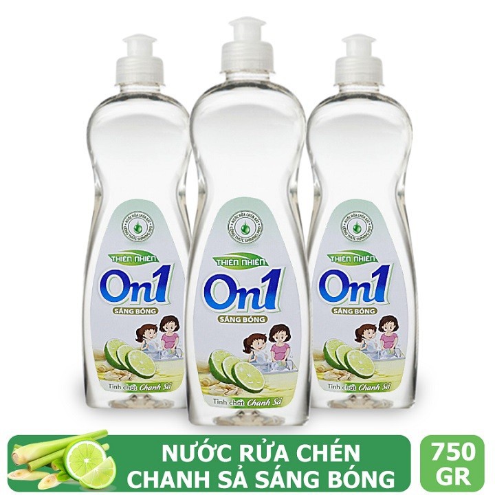 Nước rửa chén On1 hương chanh sả 750g - Sạch bóng vết dầu mỡ C3ON1