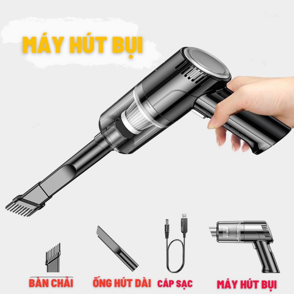 Máy hút bụi cầm tay mini không dây/ máy hút bụi lực mạnh hút bụi ô tô, diệt khuẩn tia UV