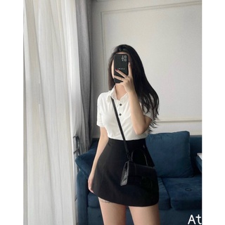 Áo phông cổ đức viền bèo, chất cotton mát mẻ, dáng basic