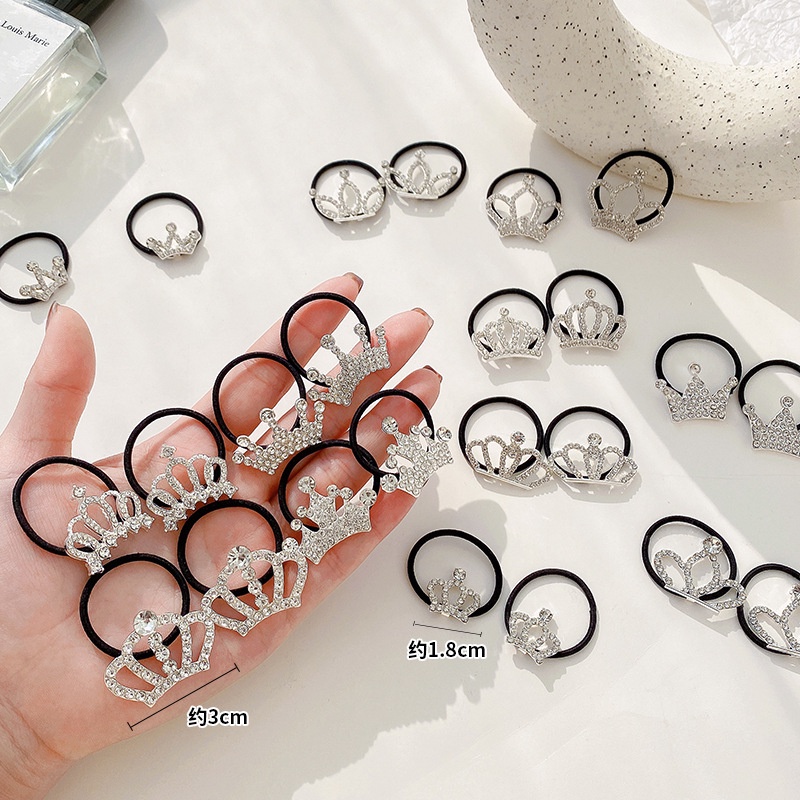 Dây Buộc Tóc Cao Su Đính Đá Hình Vương Miện Dễ Thương Thời Trang Hàn Quốc Không Đau Cho Bé Gái