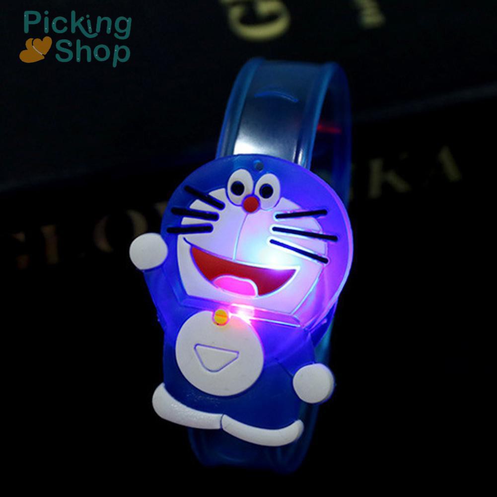 Cute Kids Flash Wrist Band Cartoon Night Light Watch Glowing Bracelet Toys