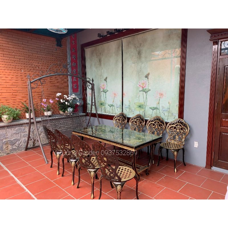 Bàn ghế sân vườn, bộ bàn ăn nhôm đúc cap cấp