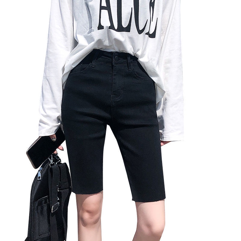 Quần Short Jean Nữ Lưng Cao Co Dãn Tốt, Phong Cách Hàn Quốc Mới