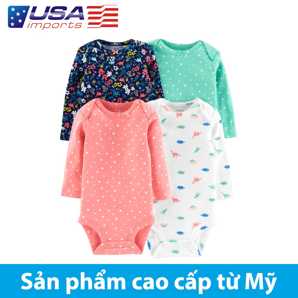 Set 4 bodysuit tay dài Car-tờ Auth Từ Mỹ (126H570)