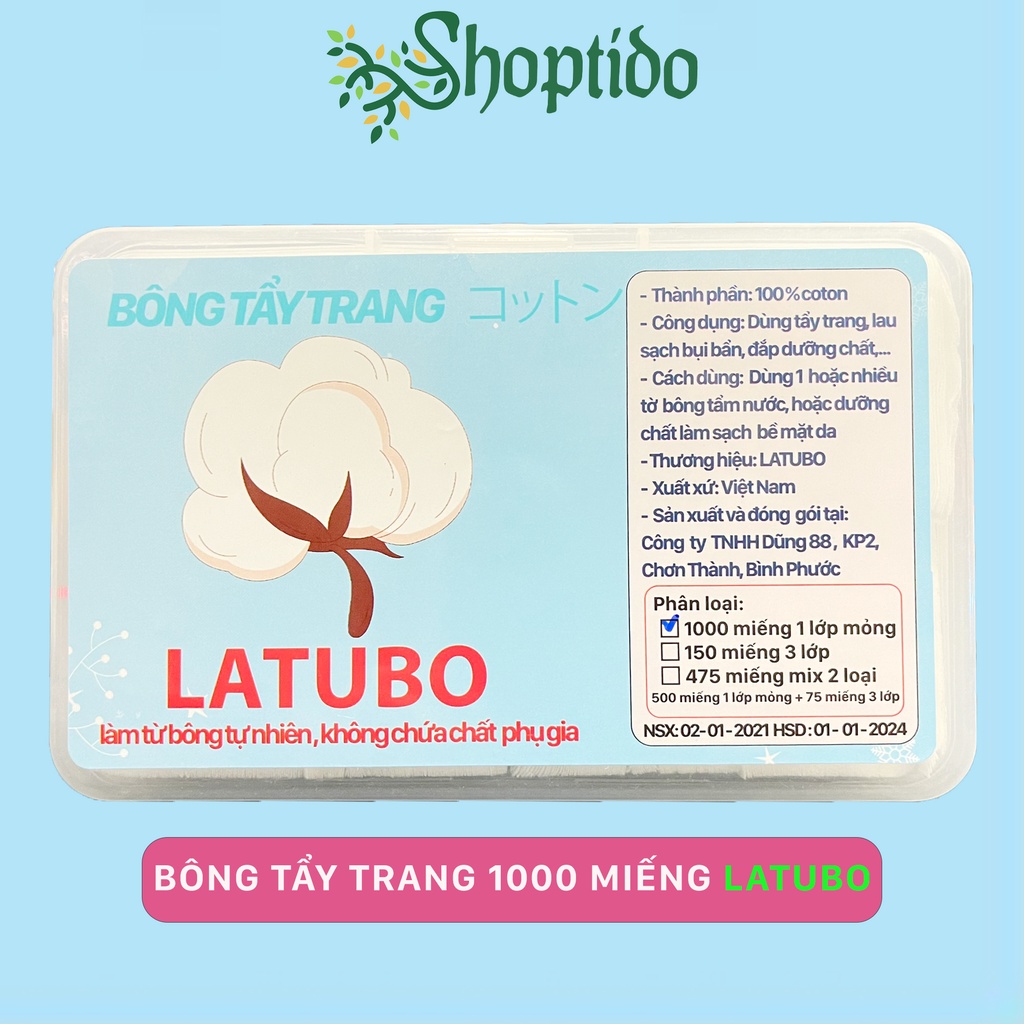 Bông tẩy trang 1000 miếng Latubo NPP Shoptido