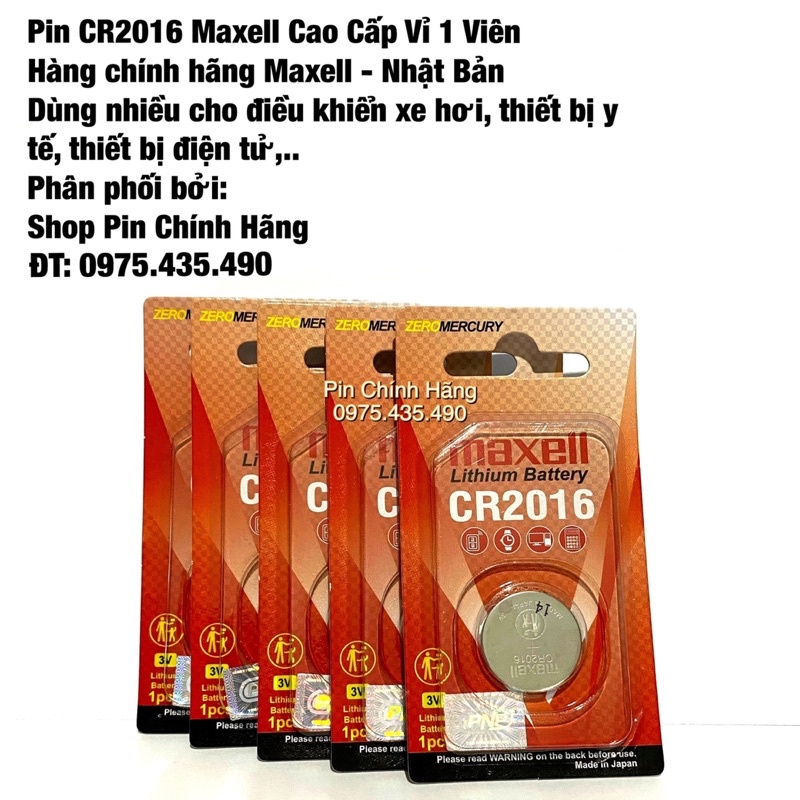 Pin CR2016 Maxell Cao Cấp Hàng Chính Hãng Made in Japan Vỉ 1 Viên