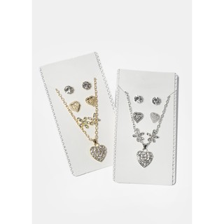 [THANH LÝ] SET 3 ĐÔI BÔNG TAI & VÒNG CỔ SHOP MISS A 3 PAIR EARRING & HEART NECKLACE SET
