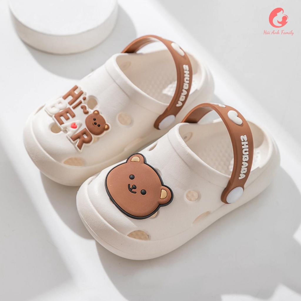 Dép sục crocs gấu cho bé trai bé gái siêu nhẹ chống trượt - Hải Anh Family