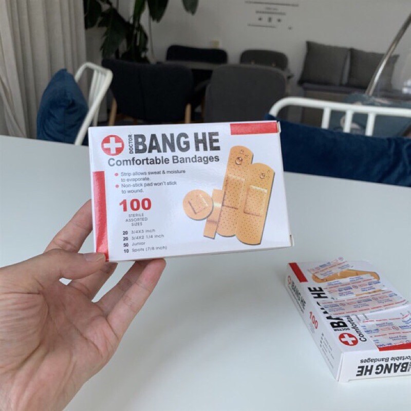 Hộp 100 miếng băng gâu dán viết thương - Băng gâu cá nhân mang theo bên mình [hộp 100 miếng đủ size Nhỏ - To]