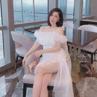 Đầm body bèo ngực thả tà
