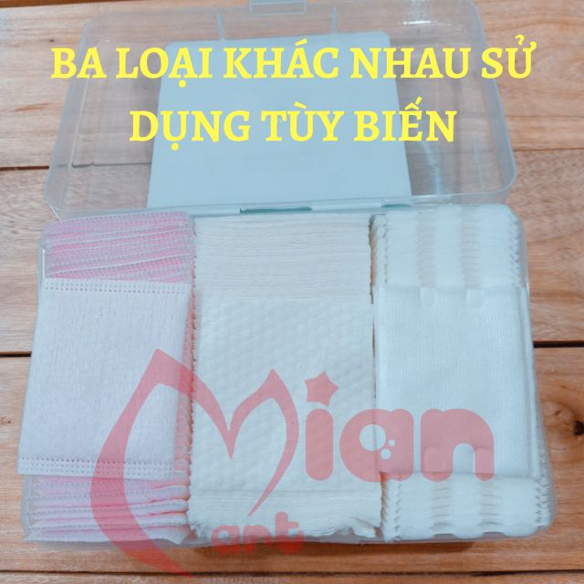 Hộp bông tẩy trang 3 trong 1 320 miếng bông tự nhiên chăm sóc da nhẹ nhàng - MIAN MART