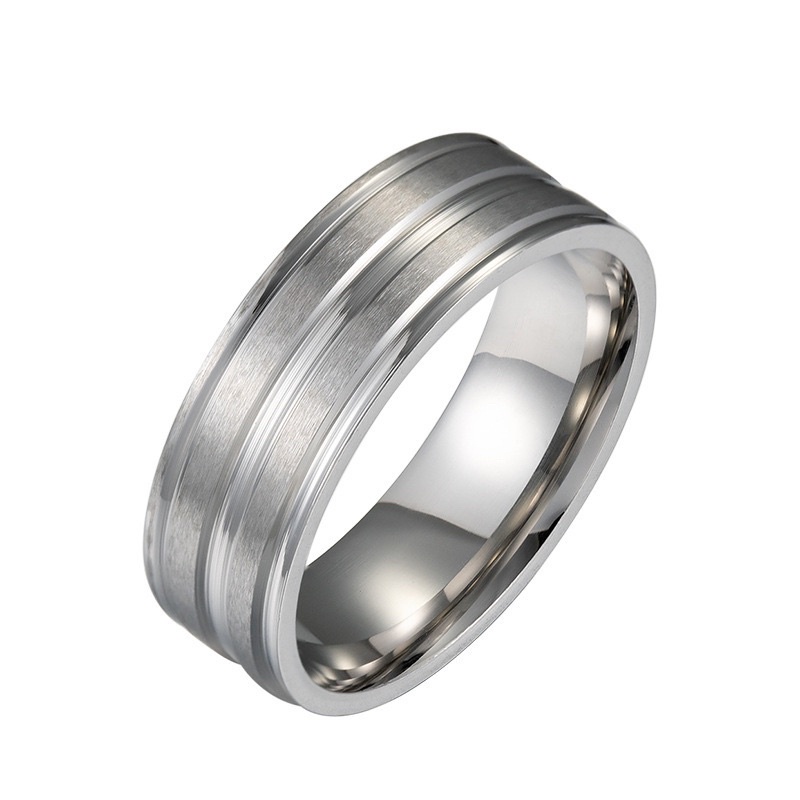 NHẪN 2 LINE THÉP TITAN KHÔNG GỈ