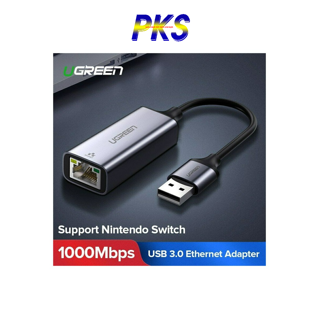 Cáp chuyển đổi USB 3.0 to Lan cao cấp Ugreen 50922 tốc độ đường truyền Gigabit 10/100/1000Mbps
