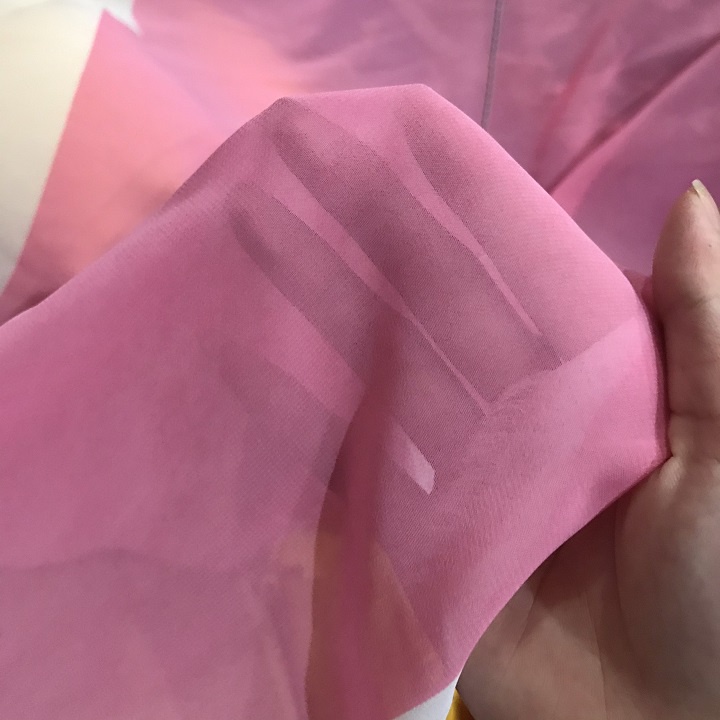 Vải Voan Chiffon Hồng Họa Tiết, Vải Theo Ô, 1 Ô/ 80cm - Khổ 1m5, Chất Mỏng Rũ, Co Giãn