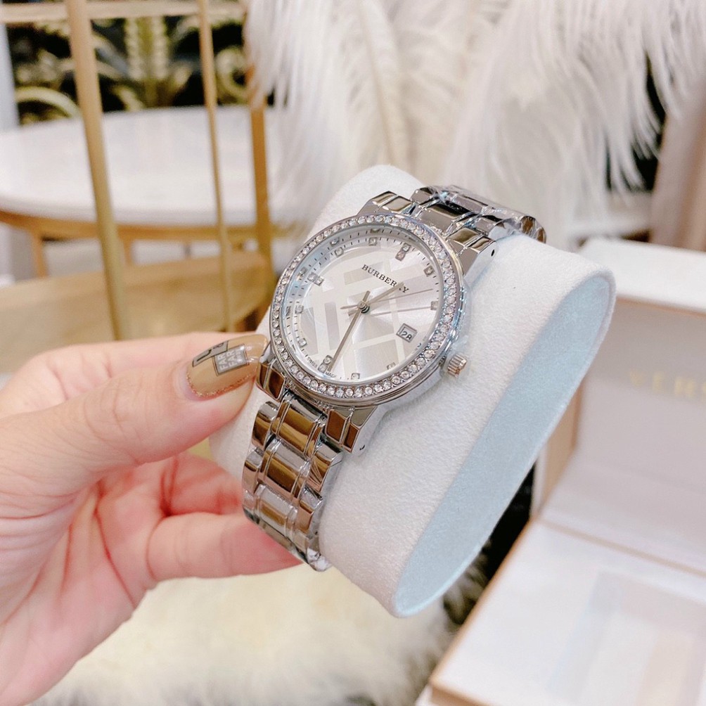 Đồng Hồ Thời Trang Nữ Đeo Tay Burberry FullBox - Đồng Hồ Nữ Cao Cấp dây thép không gỉ viền kim loạ chống nước hàng đẹp