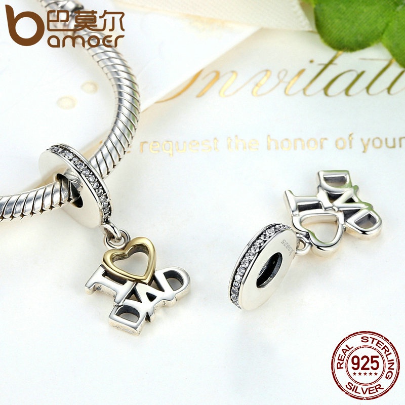 Phụ kiện hạt charm Bamoer SCC052 bạc 925 dùng để tự làm vòng tay thời trang phong cách gia đình
