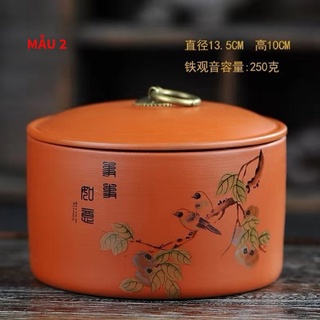 Hũ Đựng Trà, Bình Đựng Trà Gốm Tử Sa (Nắp Rất Kín)