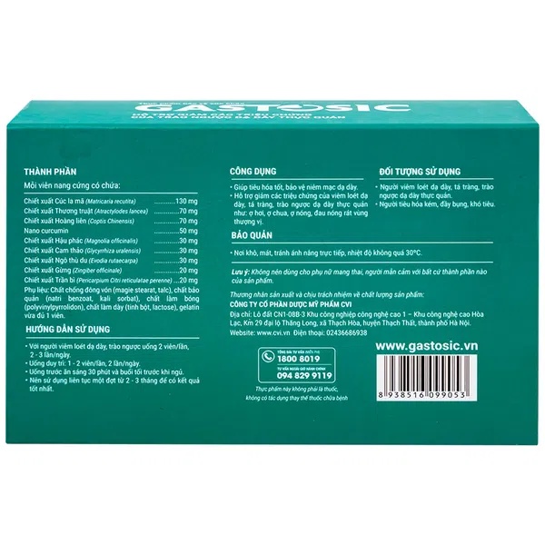 GASTOSIC hỗ trợ điều trị trào ngược dạ dày hộp 3 vỉ *10 viên