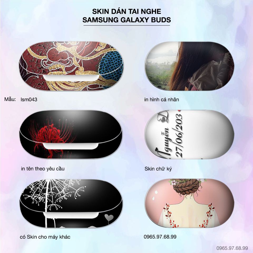 Skin dán tai nghe Samsung Galaxy Buds in hình Rồng Thời Lê - lsm044