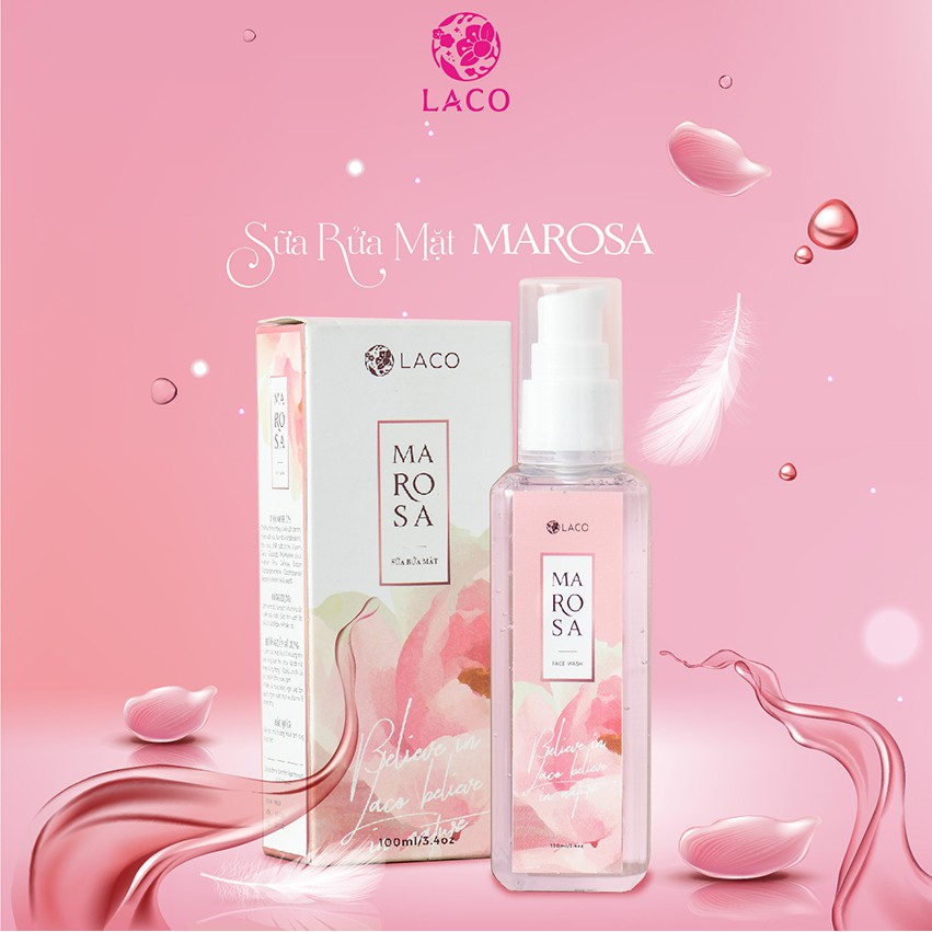 Sữa rửa mặt MAROSA LACO 100ml ít bọt dịu nhẹ cho làn da sạch sâu mềm mại