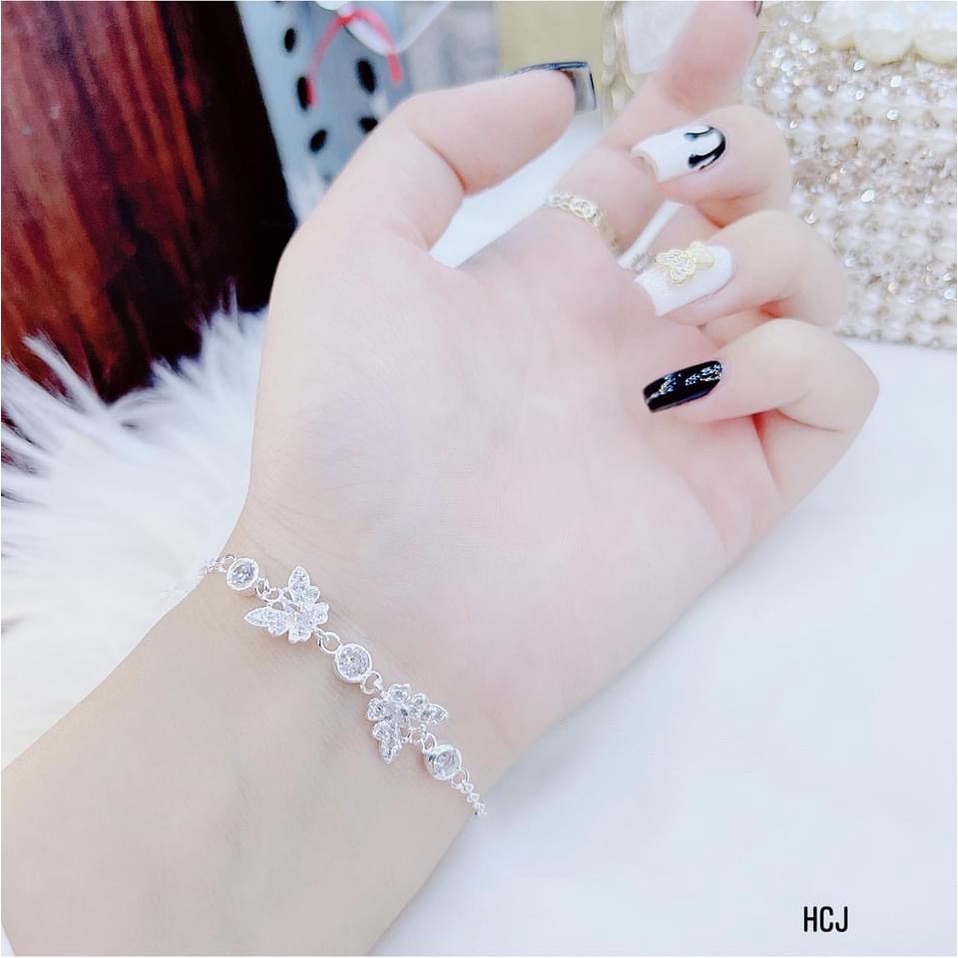 Lắc tay nữ hình bướm nạm đá chuẩn bạc ta sáng đẹp - Kho sỉ bạc Nhất Linh